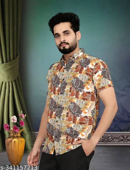 Comfy Trendy Party Wear Mens Printed Shirts Men for men